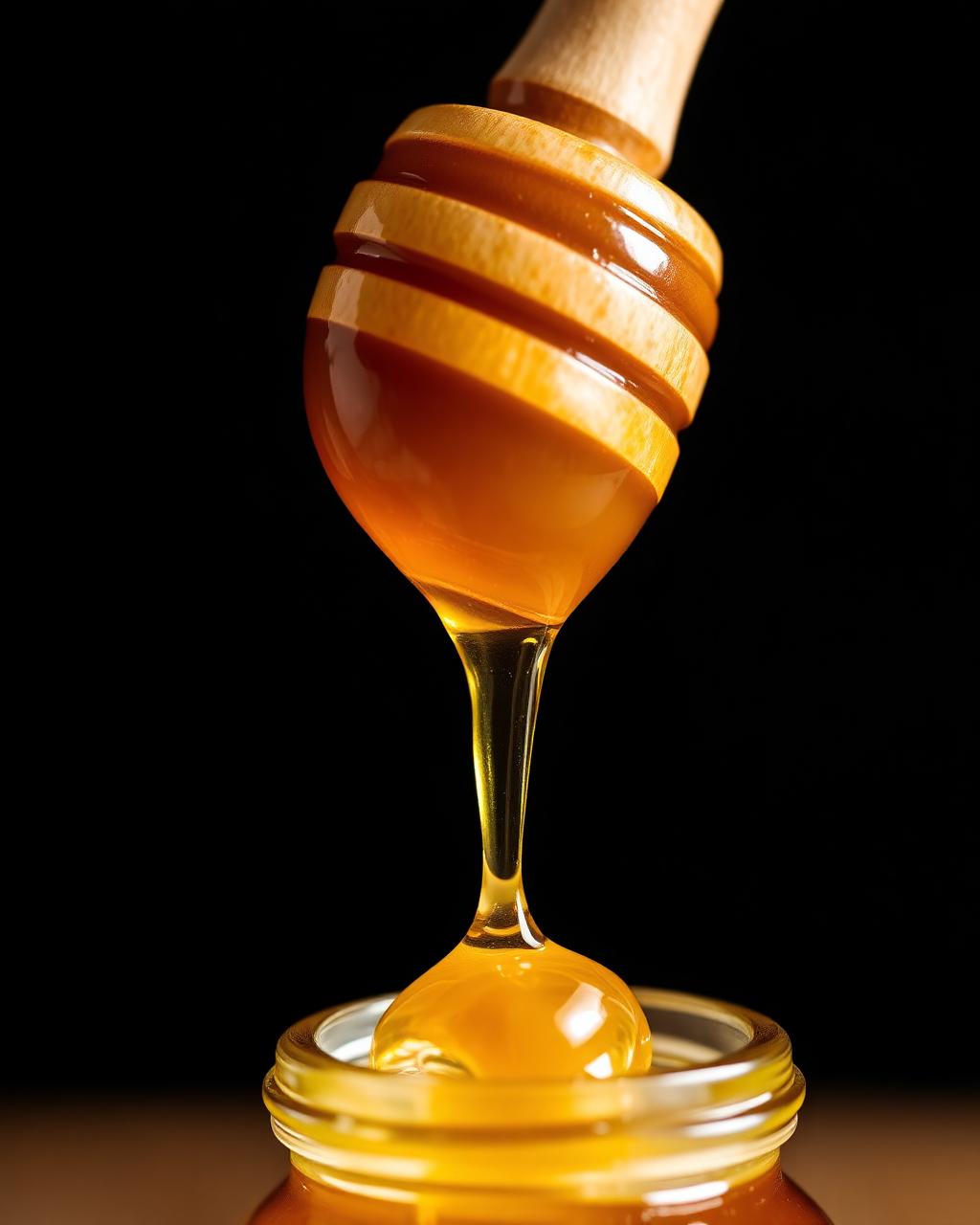 Miel coulant d'une cuillère en bois